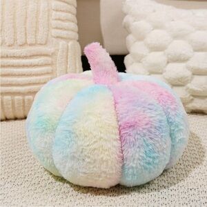 Fluffy pastel pumpkin pillow